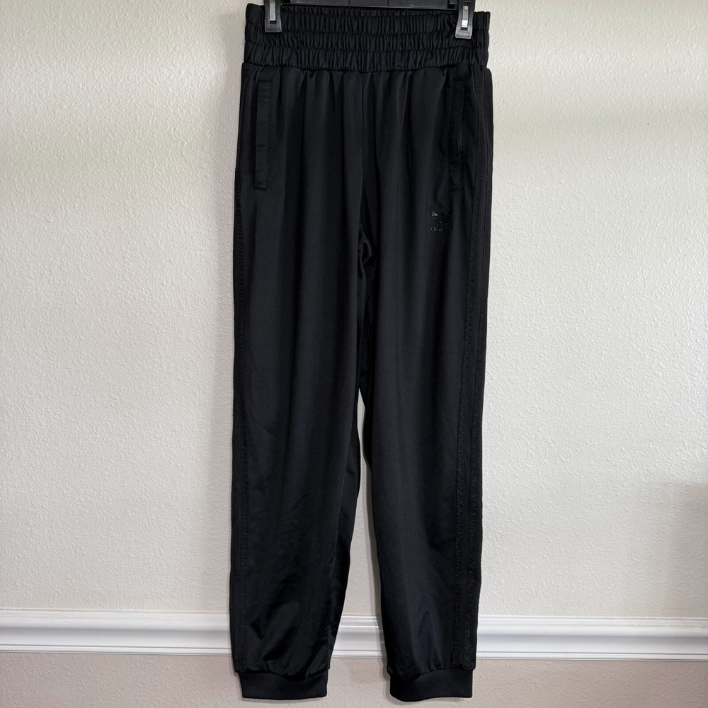 Adidas Track Pants Mens Medium Black Trefoil Logo Elastic Waist Sports‎ Training